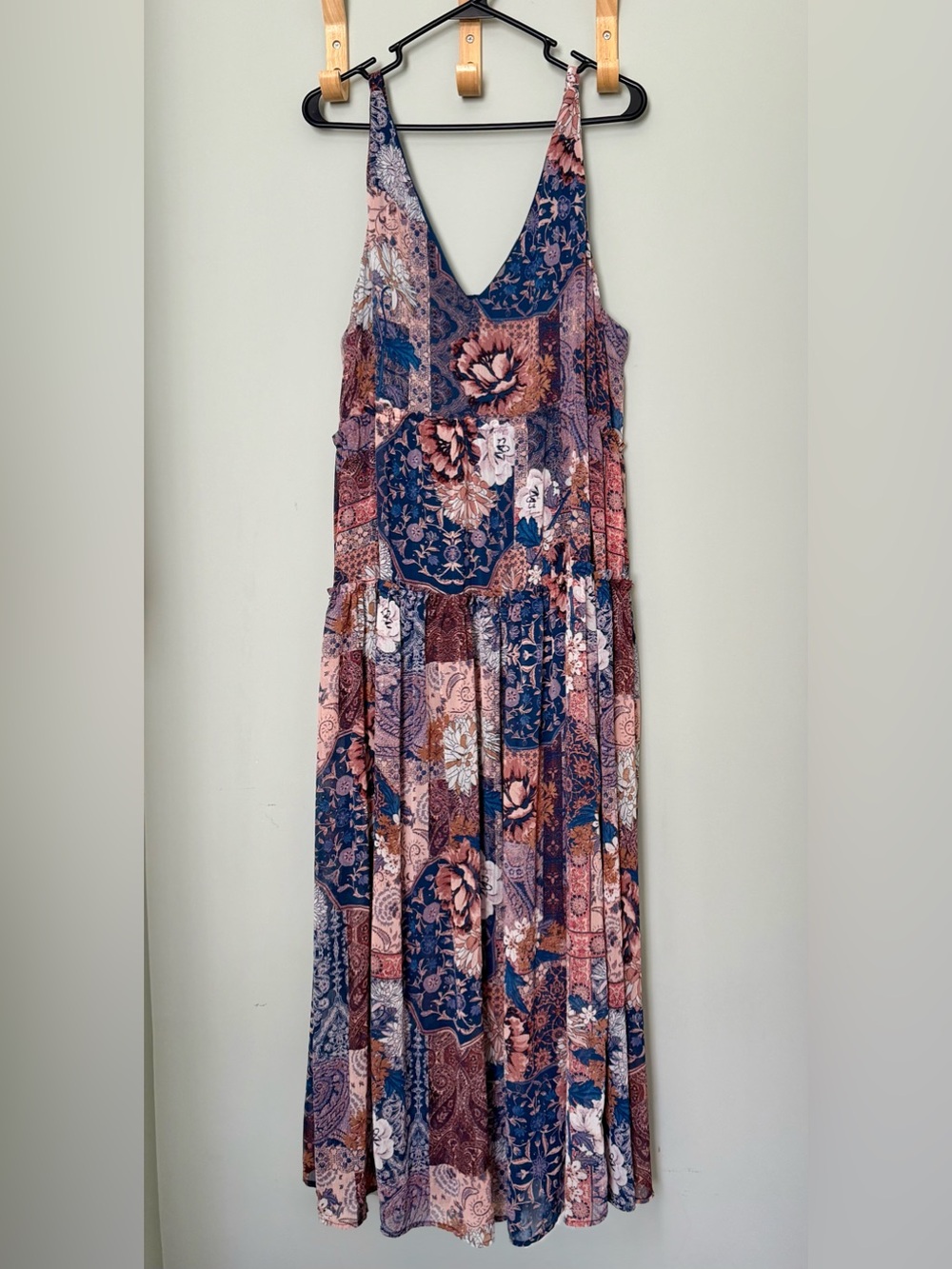Maurices Pink & Navy Patchwork Floral Maxi Dress 1X